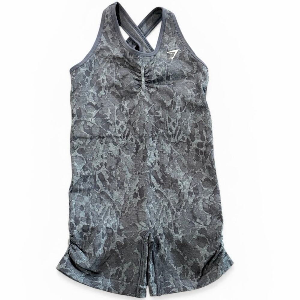 Gymshark Animal Print Active Romper Gray Shorts One Piece